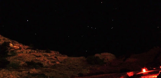 constellation of Orion over the hills of Petra